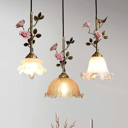 Élise Vintage French Rose Copper Pendant Ceiling Light
