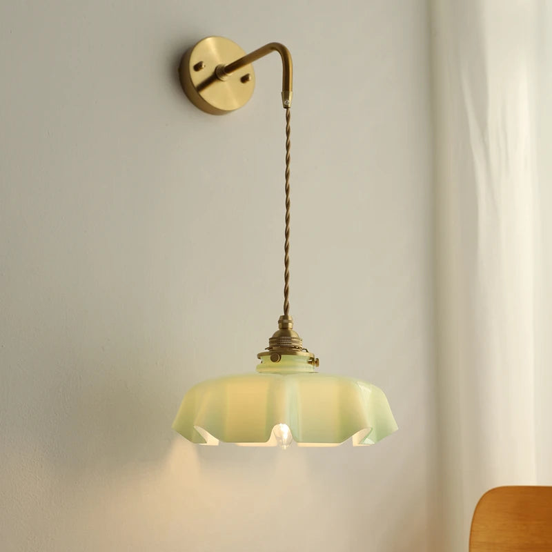 Élise Pink Glass Copper Wall Light
