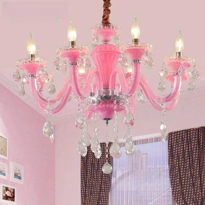 Kunst Kerze Rosa Kristall - Pendelleuchter für Schlafzimmer | Mädchenzimmer Kinderzimmer Wohnzimmer Restaurant