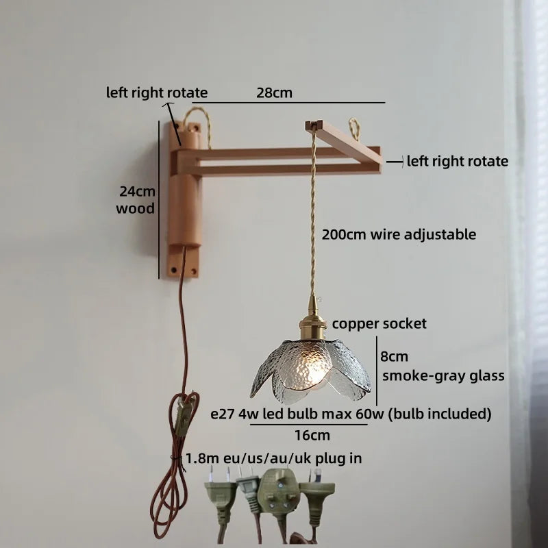 Élise Glasblumen Wandleuchte Flexibler Arm Nordisch