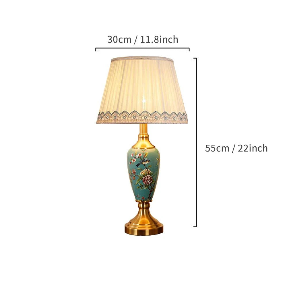 Élise Keramik Retro LED-Stehleuchte Stoffschirm Wohnzimmer