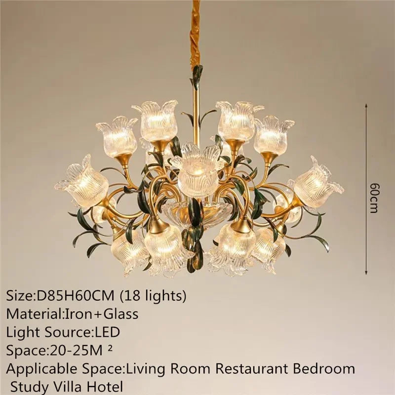 Évelyne Floral Glass Chandelier for Luxury Dining & Lobby Spaces