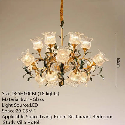 Évelyne Floral Glass Chandelier for Luxury Dining & Lobby Spaces