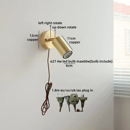 Camille Gold Copper Walnut LED Wall Lamp Japan Style