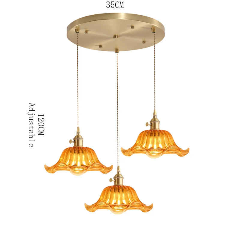 Valérie Vintage Art Deco Pendelleuchte aus Buntglas