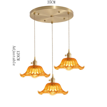 Valérie Vintage Art Deco Pendelleuchte aus Buntglas
