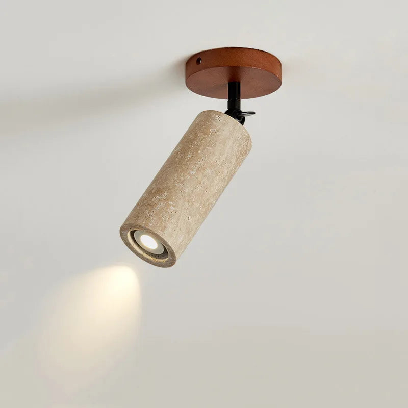 Camille Wabi Sabi Travertine Walnut Ceiling Lamp Rotatable Light