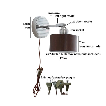 Clara Vintage Industrie-Eisen-LED-Wandlampe mit Zugschalter