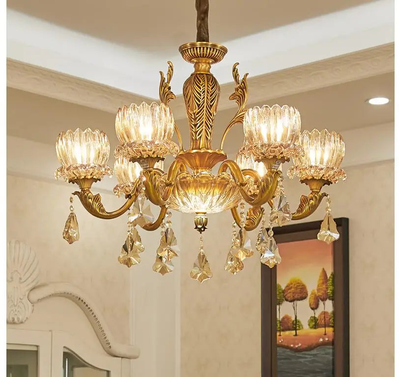 Sophie European Brass Crystal Antique Chandelier Pendant Light