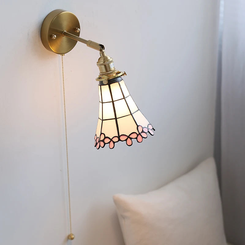 Amélie Nordic Glass Flower LED Wall Lamp Pink Copper