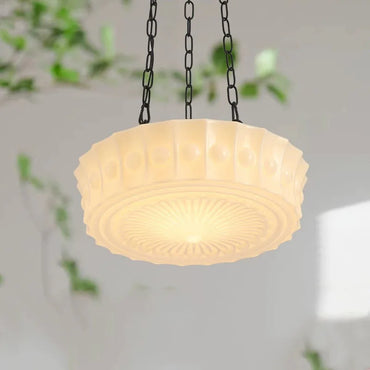 Léonie Cream Glass Hanging Ceiling Light with Chain