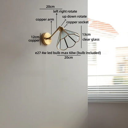 Élise Vintage Wandleuchte Messingarm aus Goldglas Kupfer mit LED