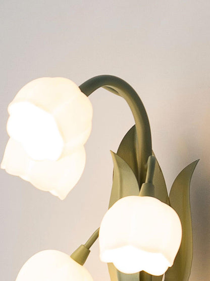 Isabelle Orchid Wall Lamp with Green Leaves and Three-Color LED