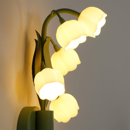Isabelle Orchid Wall Lamp with Green Leaves and Three-Color LED