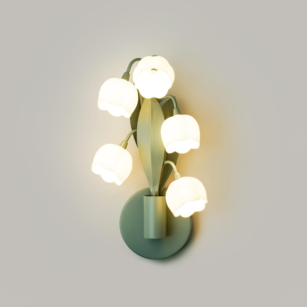 Isabelle Orchid Wall Lamp with Green Leaves and Three-Color LED
