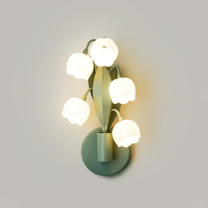 Isabelle Orchid Wall Lamp with Green Leaves and Three-Color LED