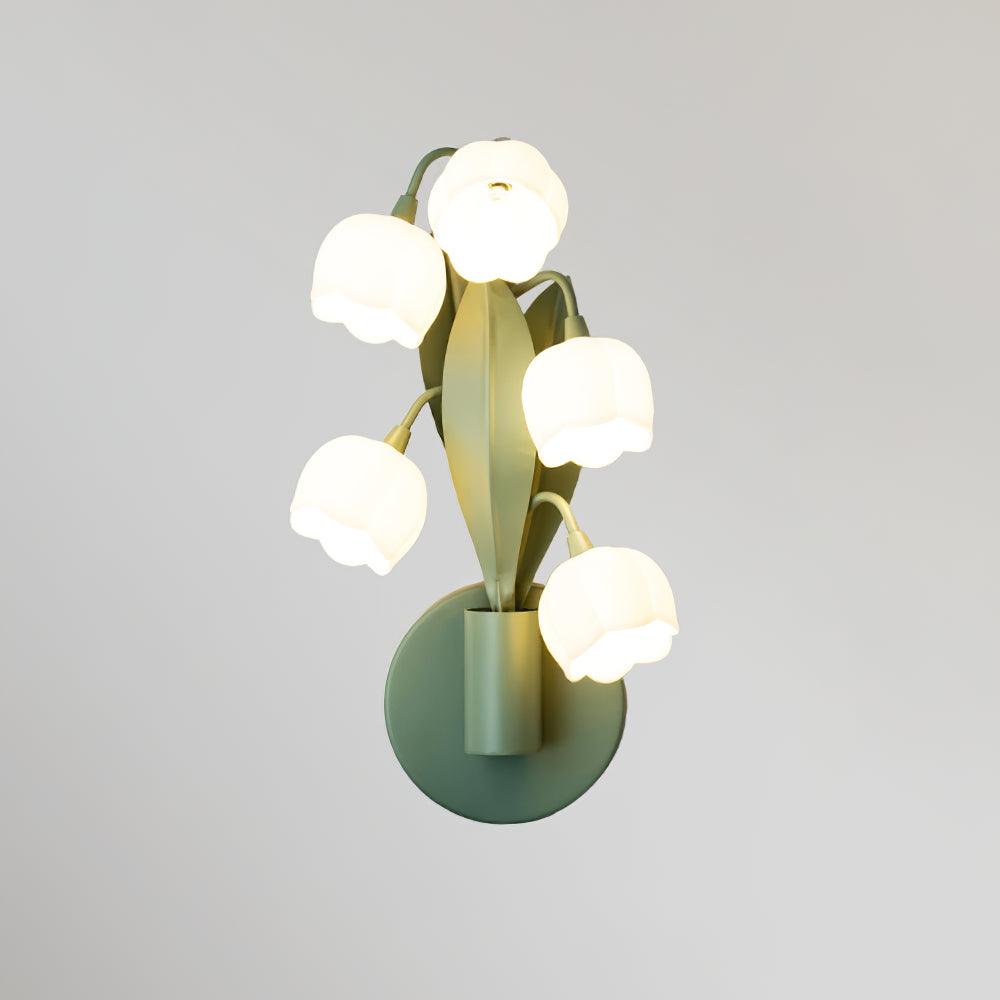 Isabelle Orchid Wall Lamp with Green Leaves and Three-Color LED