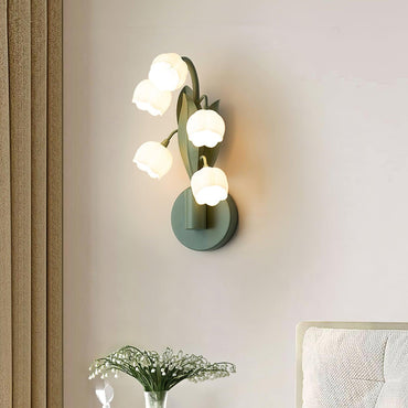 Isabelle Orchideen-Wandleuchte mit grünen Blättern und dreifarbigem LED