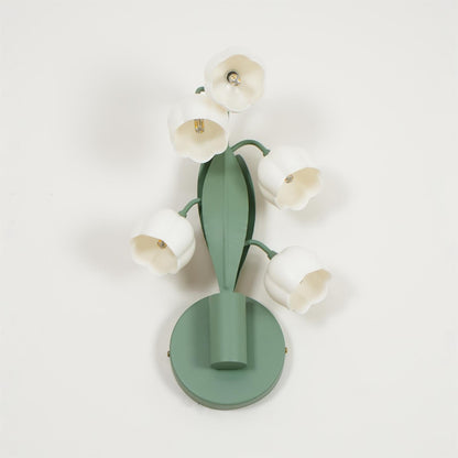 Isabelle Orchid Wall Lamp with Green Leaves and Three-Color LED