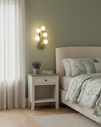 Isabelle Orchid Wall Lamp with Green Leaves and Three-Color LED