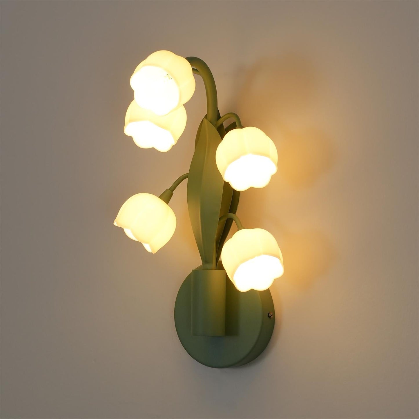 Isabelle Orchid Wall Lamp with Green Leaves and Three-Color LED