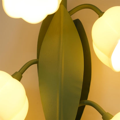 Isabelle Orchid Wall Lamp with Green Leaves and Three-Color LED