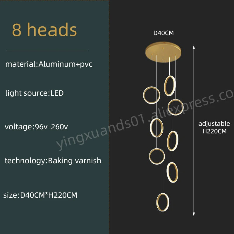 Geneviève Duplex Loft Staircase Pendant Chandelier