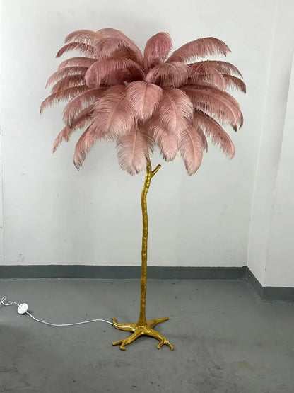 Camille Modern White Pink Feather Floor Lamp Romantic Foyer Decor Light