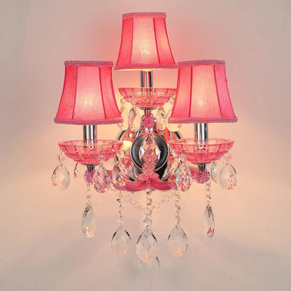 Europäische Kinderzimmer Schlafzimmer Wandlampen Prinzessin Warme Rosa Kristall Leuchte Wohnzimmer Hintergrund Wand LED-Leuchten Lampen