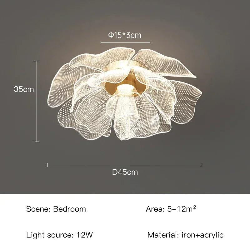 Juliette Luxury Gold Flower Acrylic LED Ceiling Light