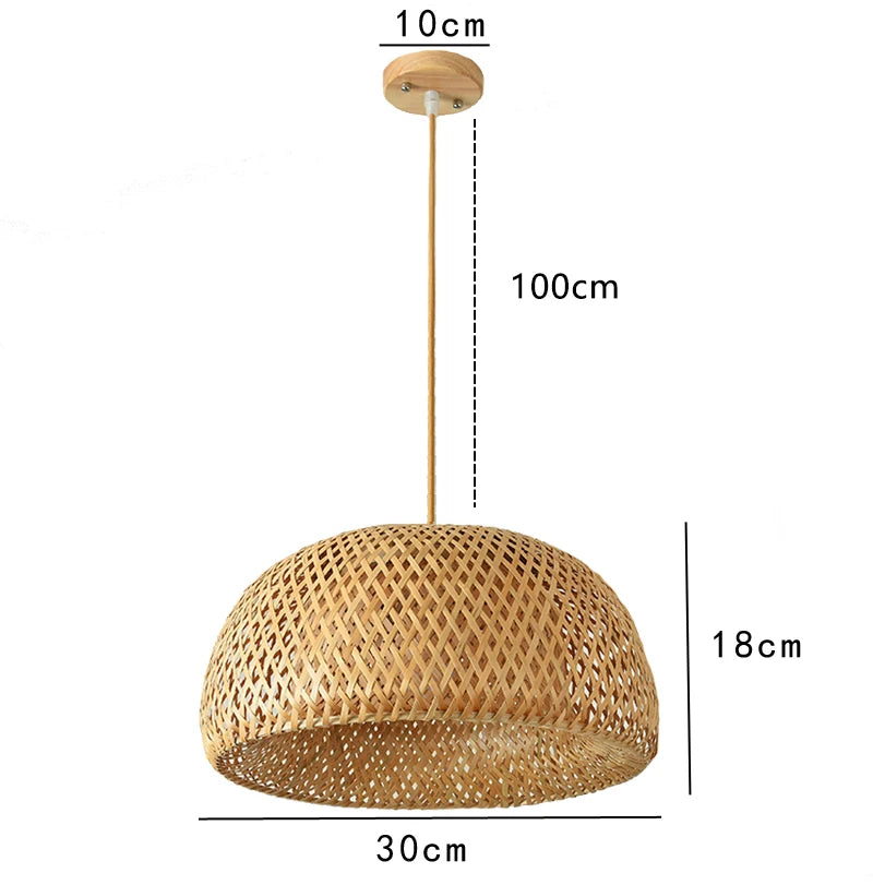 Élise Bambus handgestrickte Pendelleuchte E27 Japanischer Stil Lampe