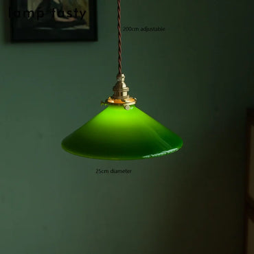 Amélie Vintage Glaspendelleuchte in Grün