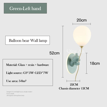 Chloé Balloon-Bär LED-Wandlampe Kinderzimmer Prinzessinnenstil
