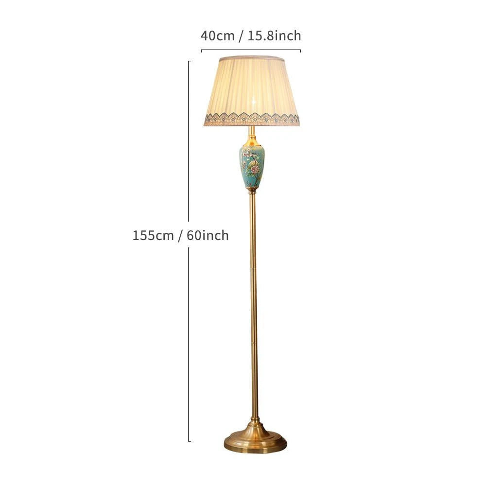 Élise Keramik Retro LED-Stehleuchte Stoffschirm Wohnzimmer