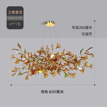 Luxuriöser Ginkgoblatt-Glas-Ast-Kronleuchter