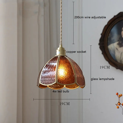 Camille Copper Glass Pendant Light Vintage Style