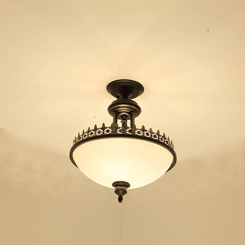 Aurélie Vintage Glass Ceiling Chandelier Black E27 Light