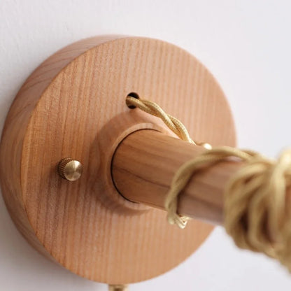 Madeleine Vintage Brass Wall Lamp with Ash Wood Base