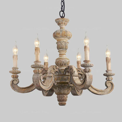 Geneviève Roman Pillar Wooden Chandelier for Classic Interiors