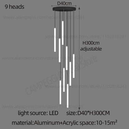 Colette Minimalist Nordic LED Staircase Chandelier
