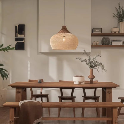 Sophie Wabi Sabi Rattan Pendelleuchte E27 Boho Esszimmerleuchte