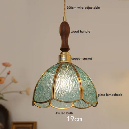 Camille Copper Glass Pendant Light Vintage Style