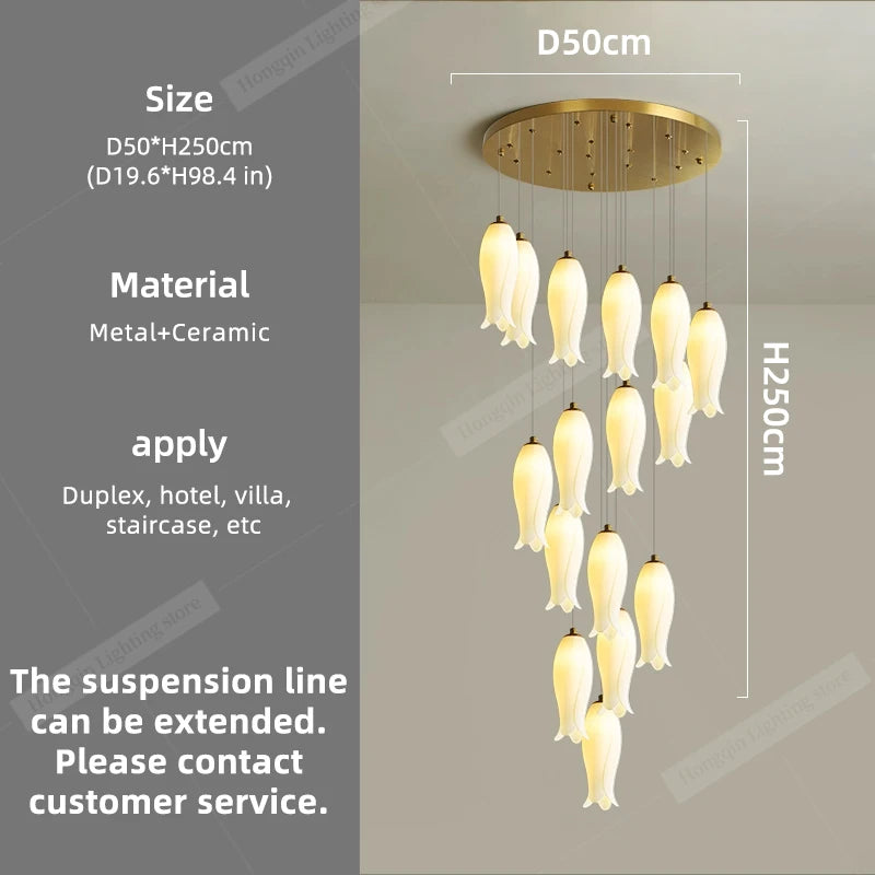 Amélie Minimalist Ceramic Staircase Pendant Light