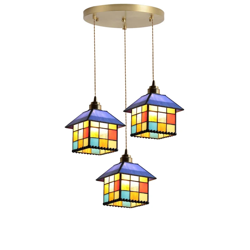 Camille Retro Buntglas-Pendelleuchte E27