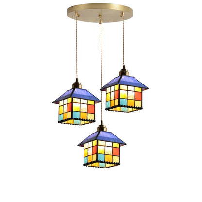 Camille Retro Buntglas-Pendelleuchte E27