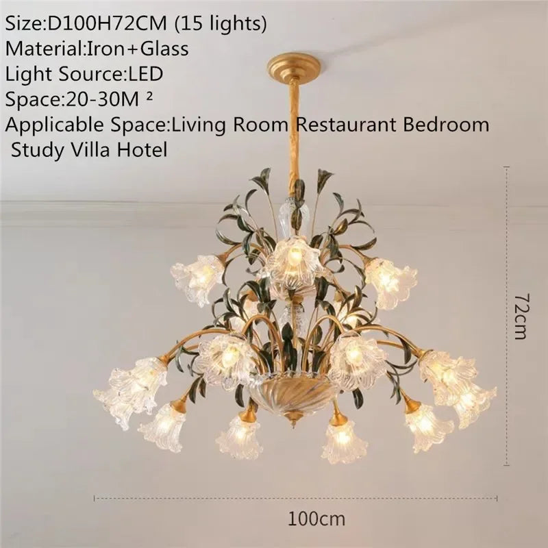 Évelyne Floral Glass Chandelier for Luxury Dining & Lobby Spaces