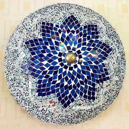 Madeleine Tiffany Stained Glass Ceiling Lamp Blue LED
