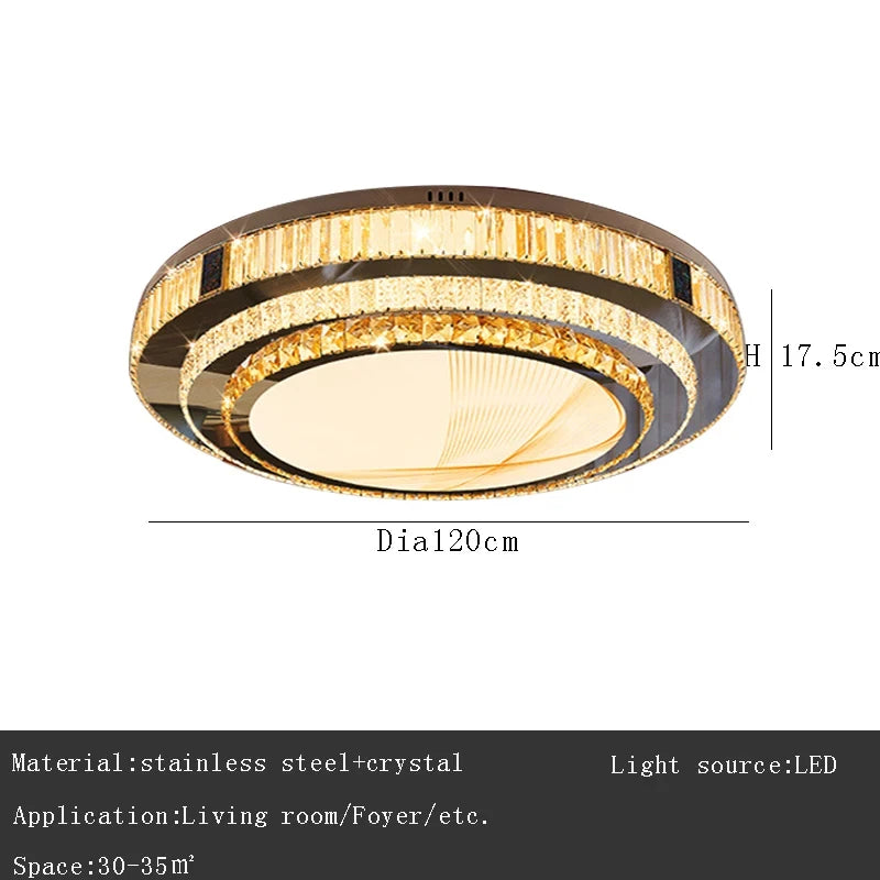 Celestia Gold Kristall Deckenleuchte mit bündigem LED
