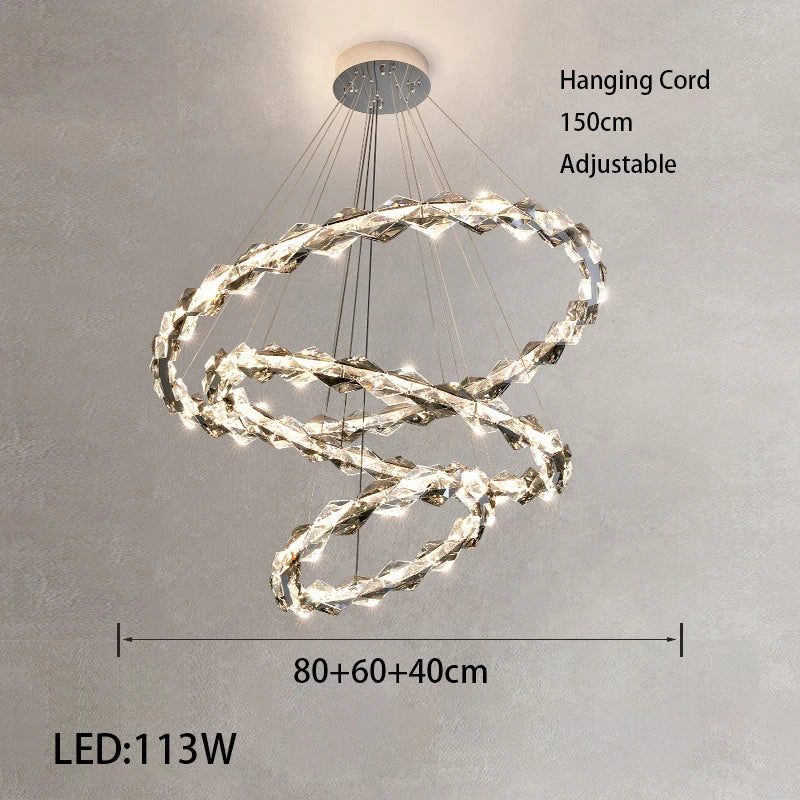 Élodie 2025 Moderner Ring Kristall LED Dimmbare Deckenleuchte Silber Dekor Lampe