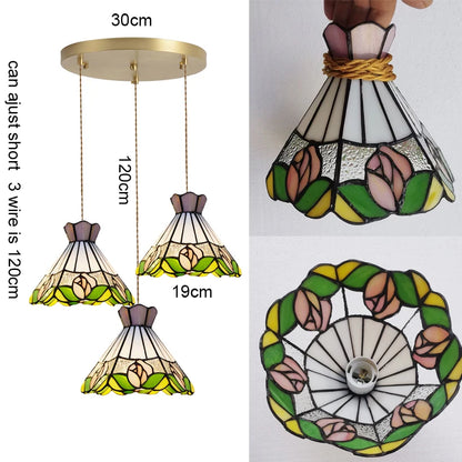 Camille Retro Buntglas-Pendelleuchte E27